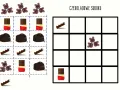 Karty pracy z motywem dnia czekolady: czekoladowe sudoku z różnymi słodkościami do ułożenia.