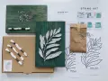 Zestaw do tworzenia string art z szablonami dla początkujących. Drewniana deska, gwoździe, biała nić i instrukcje.