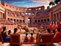 Arena pełna widzów, lew na piasku. Scena z filmu "Quo Vadis" - streszczenie szczegółowe.