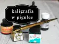 Zestaw do kaligrafii: pióro, tusze Indian Ink, Winsor & Newton, Ecoline. Litera F kaligrafia w pigułce.