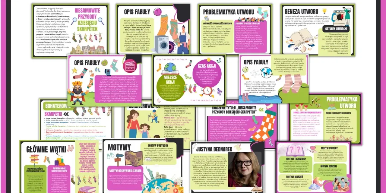Niesamowite przygody dziesięciu skarpetek – karty PDF z opisem fabuły, bohaterów, motywów i problematyki utworu.