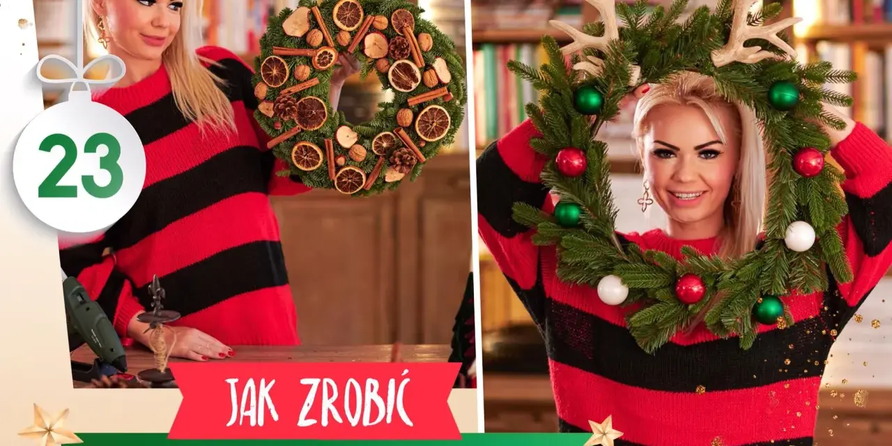 Jak zrobić wianek świąteczny na drzwi? Zobacz, jak stworzyć piękny, naturalny wianek z suszonych owoców i szyszek.
