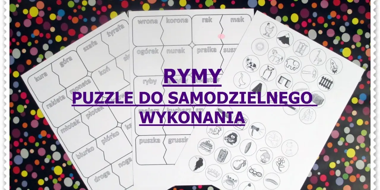 Karty pracy z rymami do samodzielnego wykonania. Puzzle z obrazkami i słowami do dopasowania.