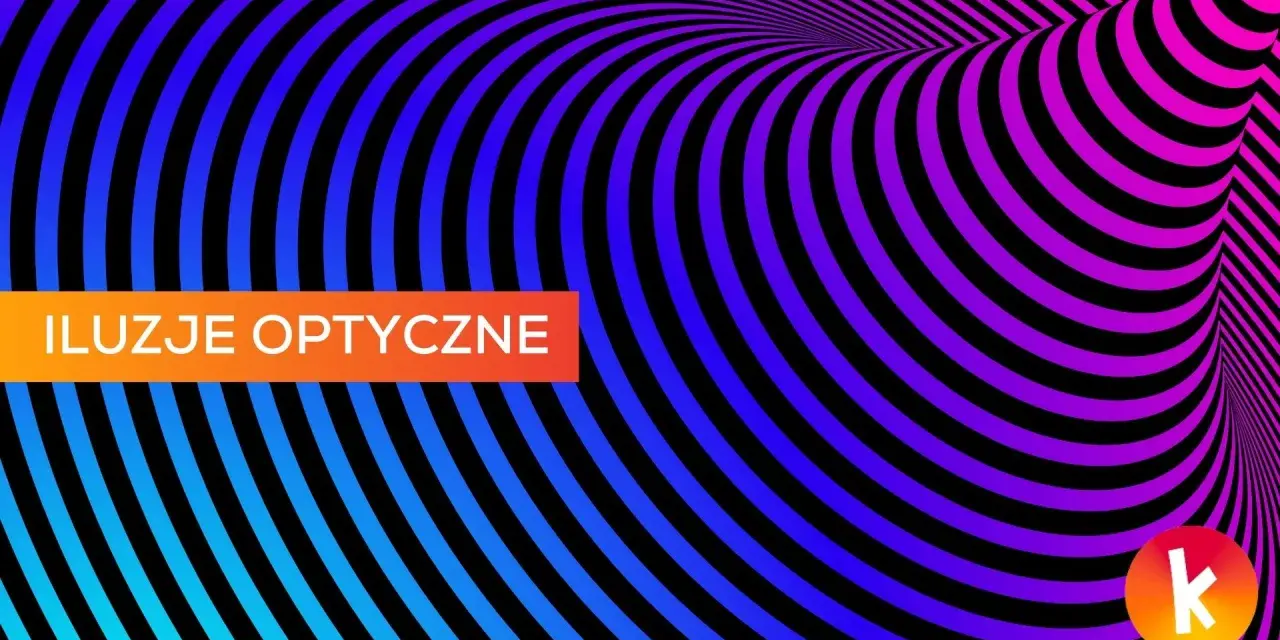 Jak narysować iluzję optyczną: hipnotyzujący tunel z pasów w kolorach niebieskim i fioletowym.