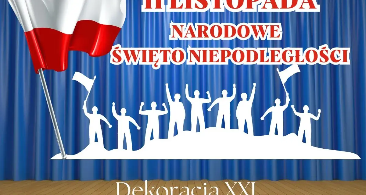 Szablony do druku: dekoracje na 11 listopada z biało-czerwoną flagą i sylwetkami ludzi. Świętuj Narodowe Święto Niepodległości!