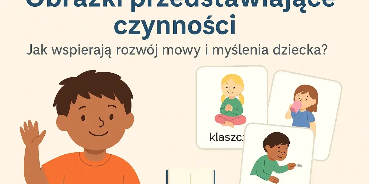 Obrazki przedstawiające czynności, np. klaskanie, picie, jedzenie, to świetne zadania dla 3 latka.