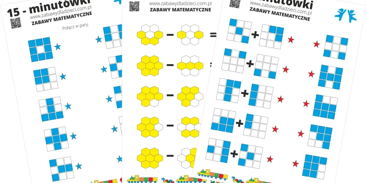 Gry uczące programowania: zadania z klockami i figurami do łączenia w pary. Rozwijają logiczne myślenie i spostrzegawczość.