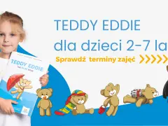 Dziewczynka z książką "Teddy Eddie" i pluszowe misie. Idealne dla angielskiego klasa 2.