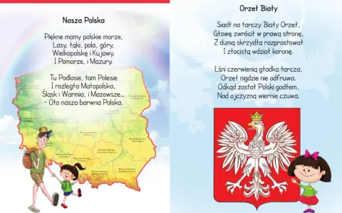Krótkie wiersze patriotyczne dla dzieci o Polsce i godle. Dzieci poznają piękno kraju i symbol Orła Białego.