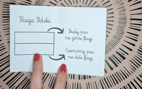 Biało-czerwona flaga Polski, biały pas na górze, czerwony na dole. Proste polskie symbole narodowe dla dzieci.