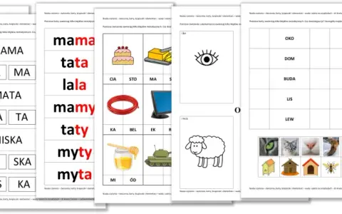 Karty pracy do nauki czytania: wprowadzenie litery "a" przez obrazki i sylaby.