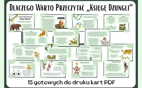 Księga Dżungli bohaterowie: Mowgli, Baloo, Bagheera i Shere Khan. Opowieść o chłopcu wychowanym przez wilki, jego walce o przetrwanie i poszukiwaniu tożsamości.