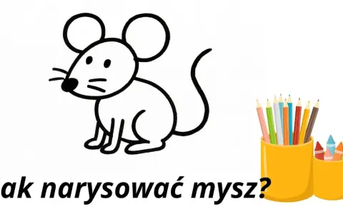 Prosty rysunek myszki i kolorowe kredki zachęcają do nauki: jak narysować mysz.