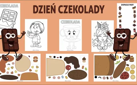 Zabawy z czekoladą w przedszkolu: kolorowanki, wycinanki i dopasowywanie par. Idealne na dzień czekolady!