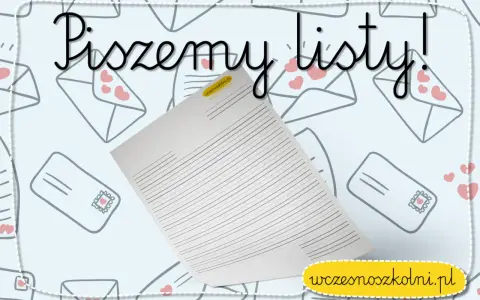 Piszemy listy! Idealne zadanie dla ucznia klasy 3. Tło z kopertami i serduszkami.