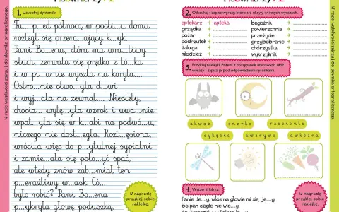 Krótkie dyktanda klasa 3: Uzupełnij tekst o Pani Bożenie, która usłyszała przerażający krzyk.