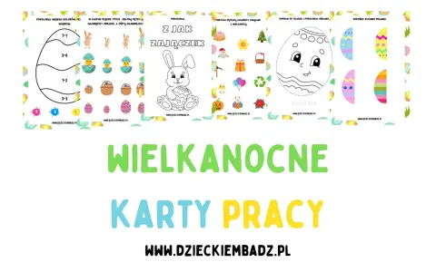 Wielkanocne karty pracy do druku: kolorowanki, zadania z króliczkiem i pisankami.