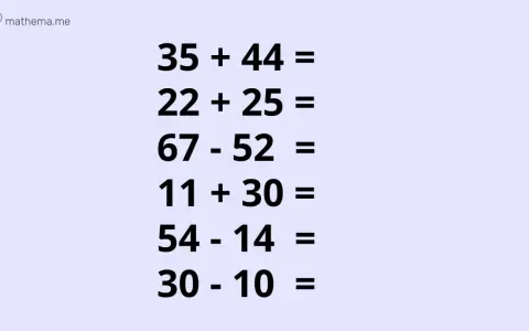 Ćwiczenia dodawania i odejmowania do 100, np. 35+44, 22+25, 67-52, 11+30, 54-14, 30-10.