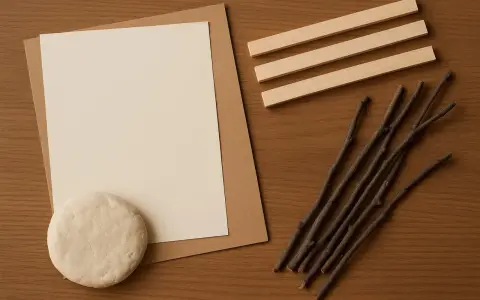 Materiały do zrobienia ramki z kartonu: karton, patyczki, masa plastyczna.