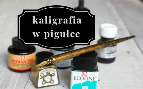 Zestaw do kaligrafii: pióro, tusze Indian Ink, Winsor & Newton, Ecoline. Litera F kaligrafia w pigułce.