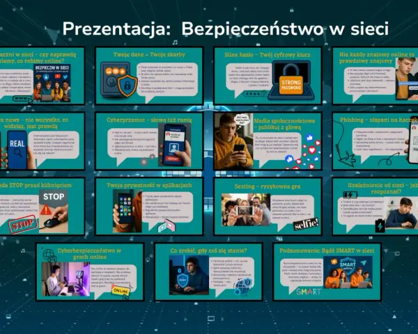 Bezpieczeństwo w sieci dla dzieci: chroń dane, hasła, prywatność. Uważaj na fake news, cyberprzemoc i sexting. Bądź SMART online!