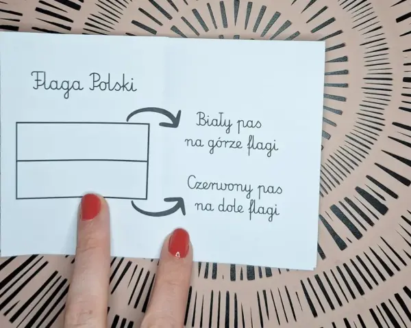 Biało-czerwona flaga Polski, biały pas na górze, czerwony na dole. Proste polskie symbole narodowe dla dzieci.