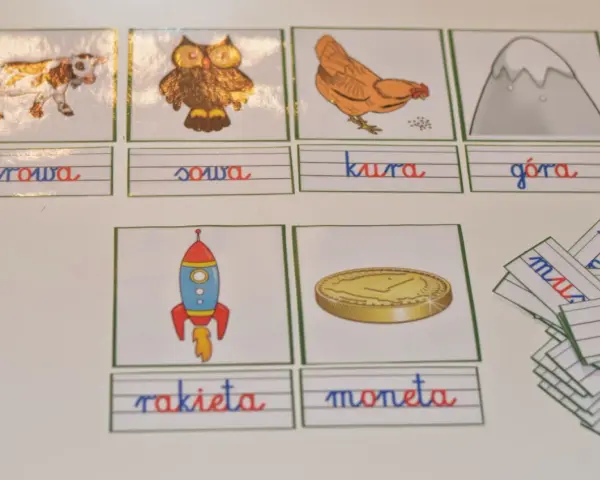 Krowa, sowa, kura, góra, rakieta, moneta – to przykłady dla dzieci, które uczą się czytać i pisać.
