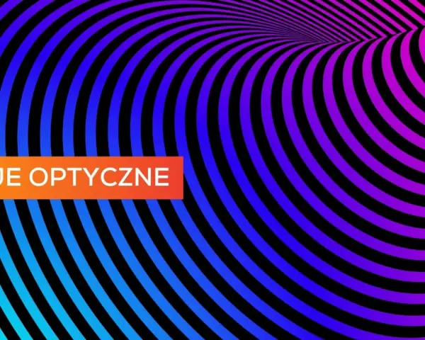 Jak narysować iluzję optyczną: hipnotyzujący tunel z pasów w kolorach niebieskim i fioletowym.