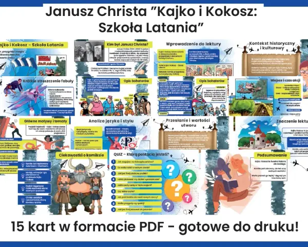 Kajko i Kokosz: Szkoła Latania - opis postaci, motywy, kontekst historyczny i kulturowy. Komiks Janusza Christy.
