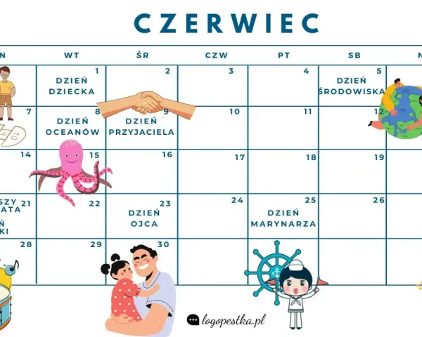 Czerwiec pełen atrakcji! Kalendarz świąt nietypowych dla dzieci: Dzień Dziecka, Oceanów, Przyjaciela, Środowiska, Muzyki, Ojca i Marynarza.