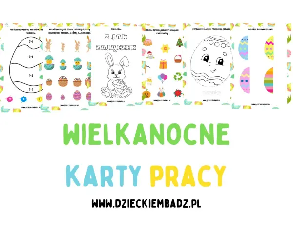 Wielkanocne karty pracy do druku: kolorowanki, zadania z króliczkiem i pisankami.
