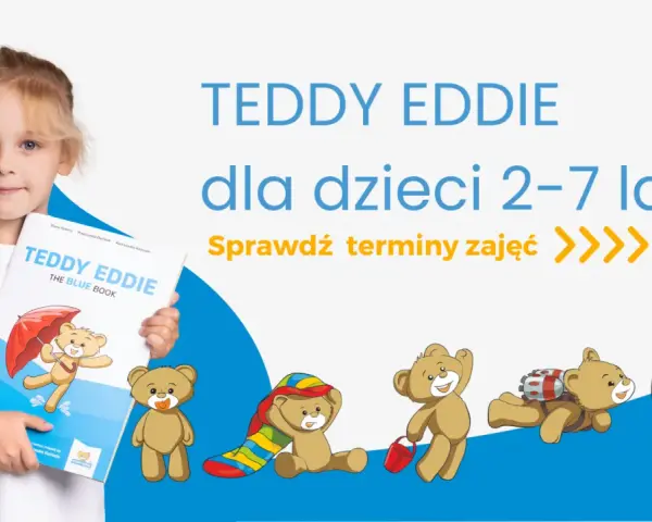 Dziewczynka z książką "Teddy Eddie" i pluszowe misie. Idealne dla angielskiego klasa 2.