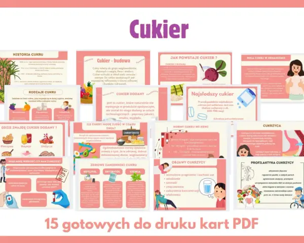 Opis cukierka z lektury: słodka substancja z trzciny cukrowej lub buraka, dodawana dla smaku i wyglądu.