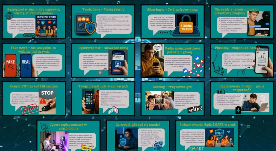 Bezpieczeństwo w sieci dla dzieci: chroń dane, hasła, prywatność. Uważaj na fake news, cyberprzemoc i sexting. Bądź SMART online!