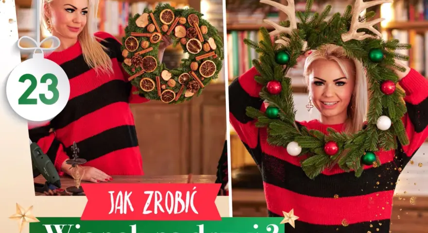 Jak zrobić wianek świąteczny na drzwi? Zobacz, jak stworzyć piękny, naturalny wianek z suszonych owoców i szyszek.