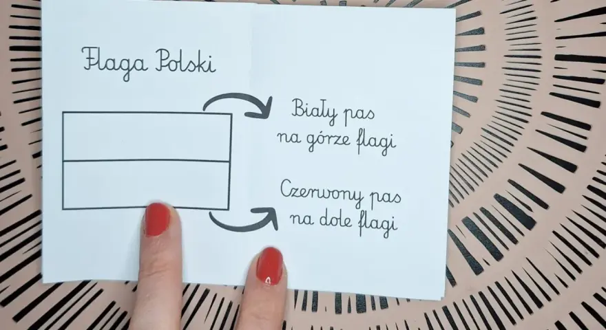 Biało-czerwona flaga Polski, biały pas na górze, czerwony na dole. Proste polskie symbole narodowe dla dzieci.