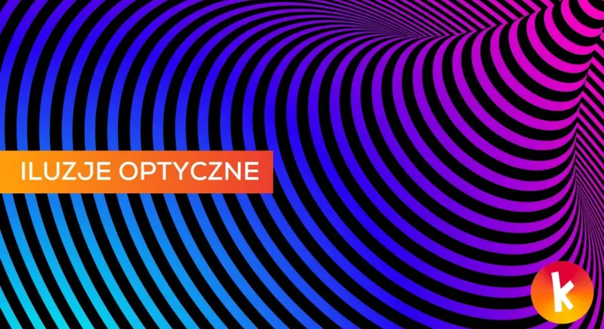 Jak narysować iluzję optyczną: hipnotyzujący tunel z pasów w kolorach niebieskim i fioletowym.
