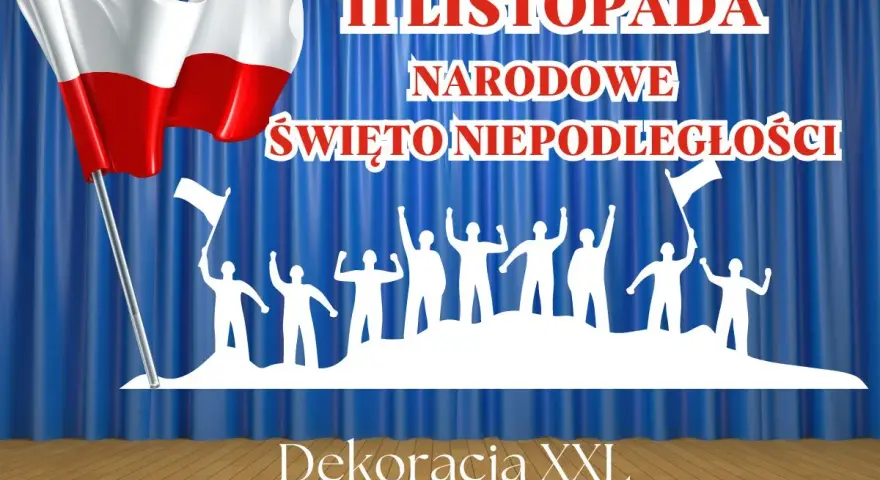 Szablony do druku: dekoracje na 11 listopada z biało-czerwoną flagą i sylwetkami ludzi. Świętuj Narodowe Święto Niepodległości!