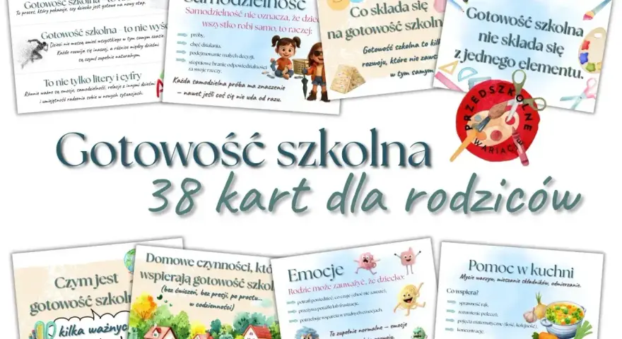 Gotowość szkolna: 38 kart dla rodziców. Materiały do wydruku pomagają zrozumieć, co składa się na gotowość szkolną dziecka.