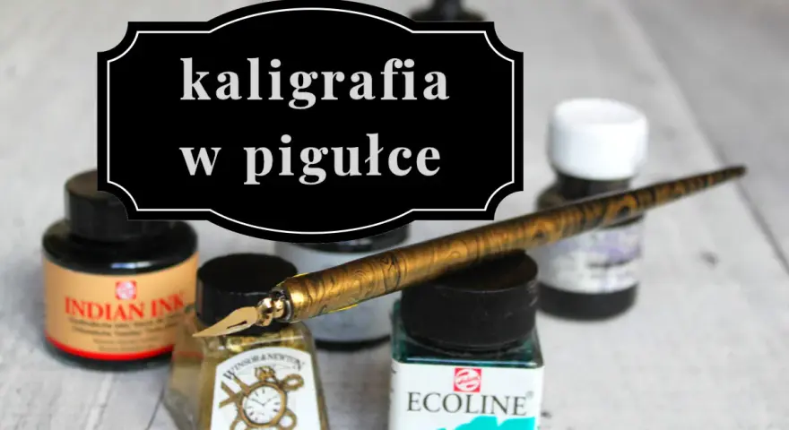 Zestaw do kaligrafii: pióro, tusze Indian Ink, Winsor & Newton, Ecoline. Litera F kaligrafia w pigułce.