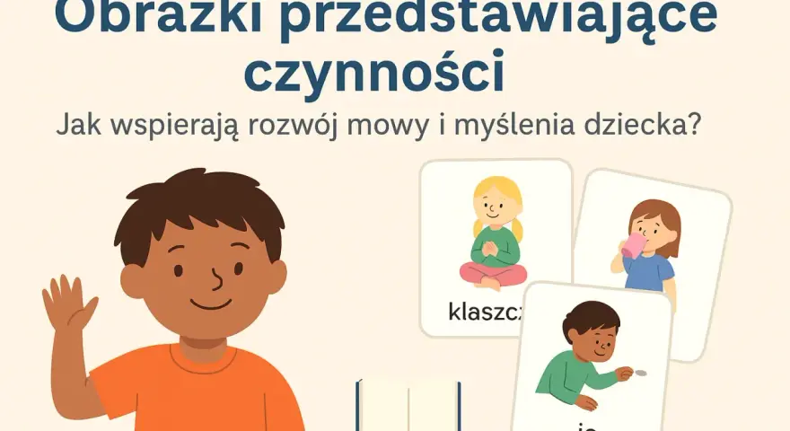 Obrazki przedstawiające czynności, np. klaskanie, picie, jedzenie, to świetne zadania dla 3 latka.