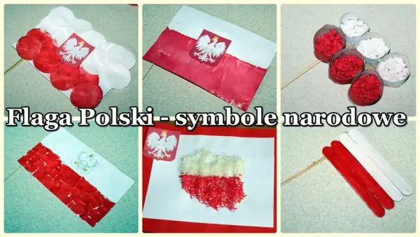 Praca plastyczna: flaga Polski, symbole narodowe. Różne techniki tworzenia biało-czerwonych flag i godła.