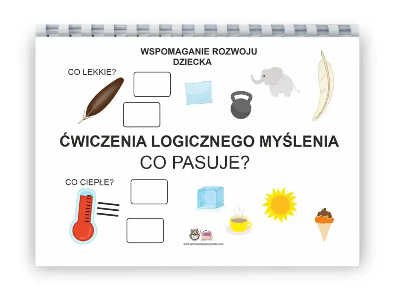 Ćwiczenia na logiczne myślenie: piórko i słoń są lekkie, termometr i słońce są ciepłe. Co pasuje?